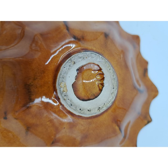 Vintage #702 Ceramic Pottery Yellow Red Flower Decorative Trinket Dish 7" Length - Picture 7 of 8